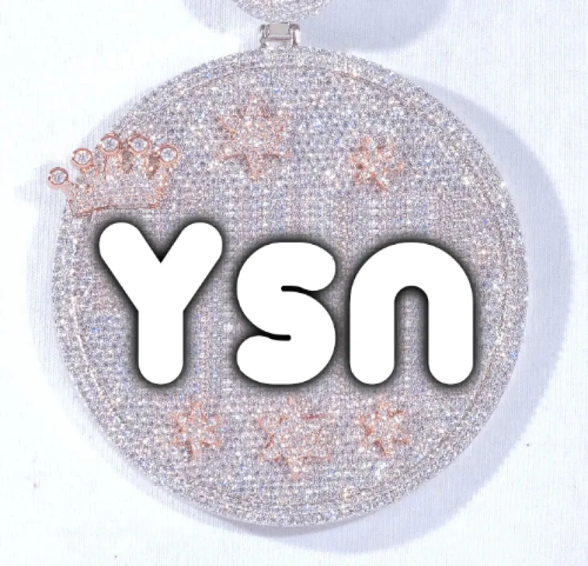 CUSTOM LETTER NECKLACE 3D BIG CROWN DISC sold by The GUU Shop