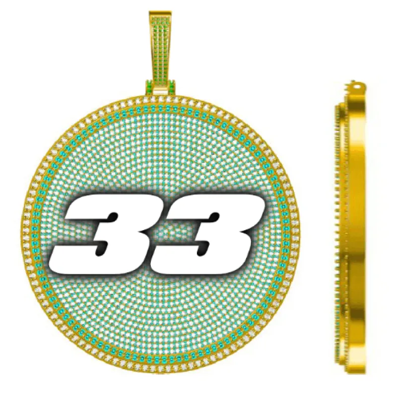 CUSTOM LETTER NECKLACE 3D BIG DISC sold by The GUU Shop