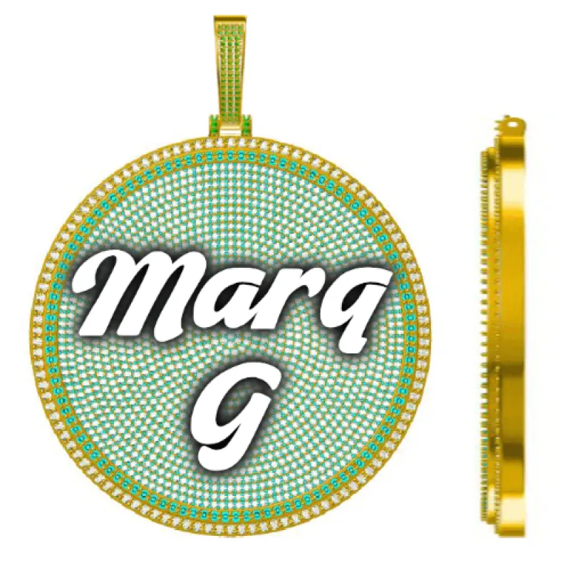 CUSTOM LETTER NECKLACE 3D BIG DISC sold by The GUU Shop