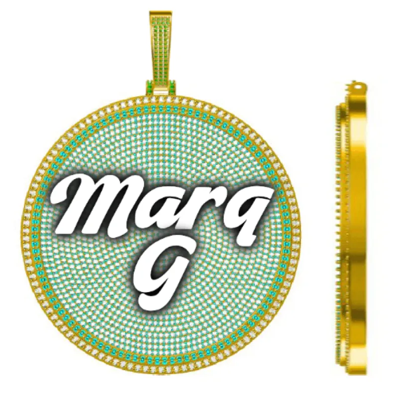 CUSTOM LETTER NECKLACE 3D BIG DISC sold by The GUU Shop