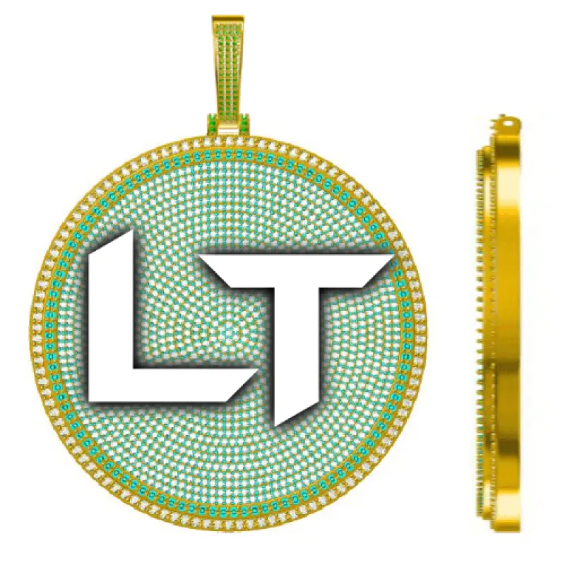 CUSTOM LETTER NECKLACE 3D BIG DISC sold by The GUU Shop