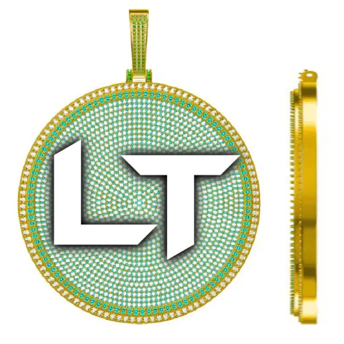 CUSTOM LETTER NECKLACE 3D BIG DISC sold by The GUU Shop