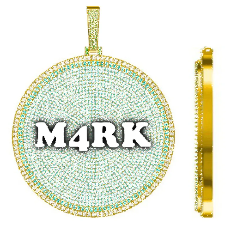 CUSTOM LETTER NECKLACE 3D BIG DISC sold by The GUU Shop