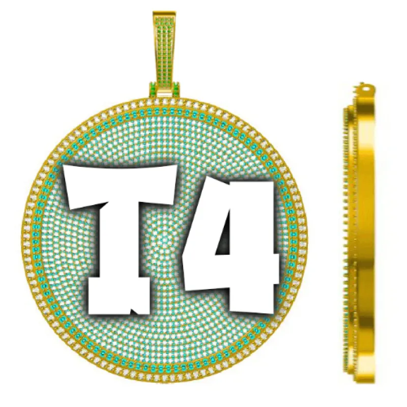 CUSTOM LETTER NECKLACE 3D BIG DISC sold by The GUU Shop