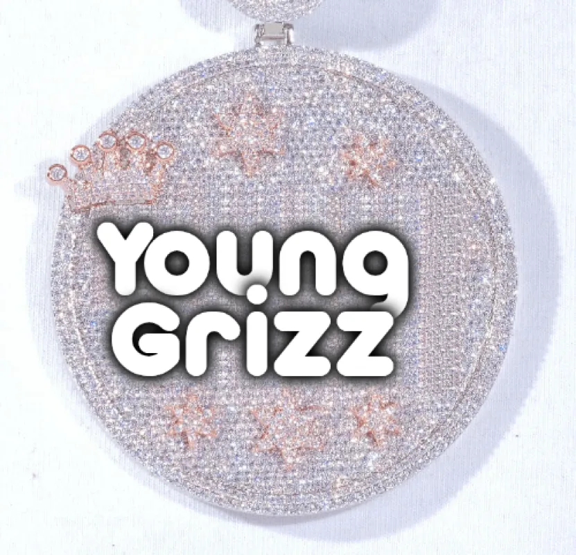 CUSTOM LETTER NECKLACE 3D BIG CROWN DISC sold by The GUU Shop