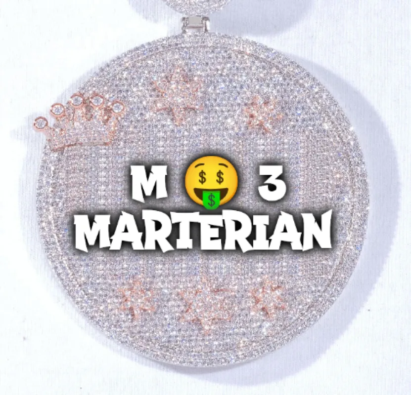 CUSTOM LETTER NECKLACE 3D BIG CROWN DISC sold by The GUU Shop