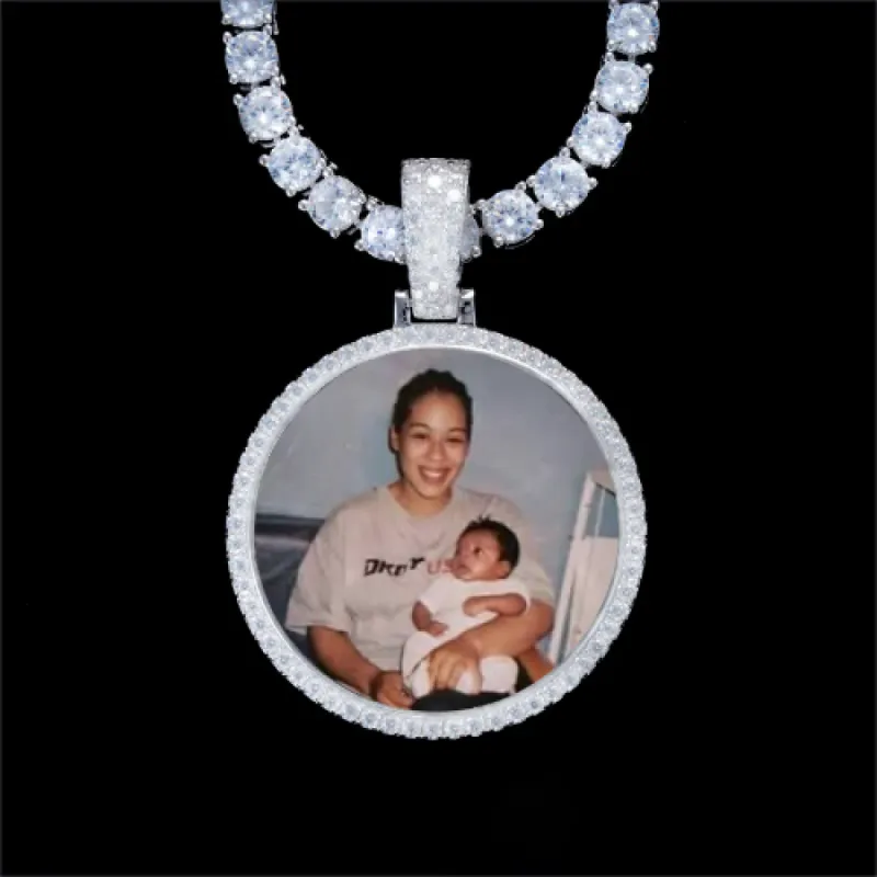 925S & VVS Moissanite 3D Circle Custom Picture Pendant sold by The GUU Shop