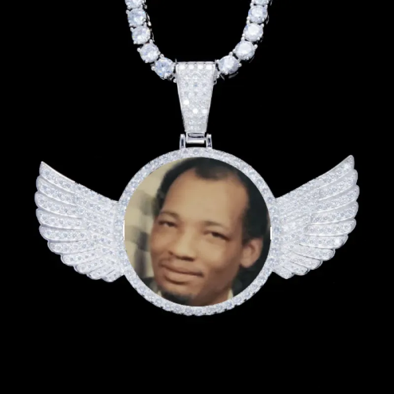 925S & VVS Moissanite 3D Wing Custom Picture Pendant made by The GUU Shop