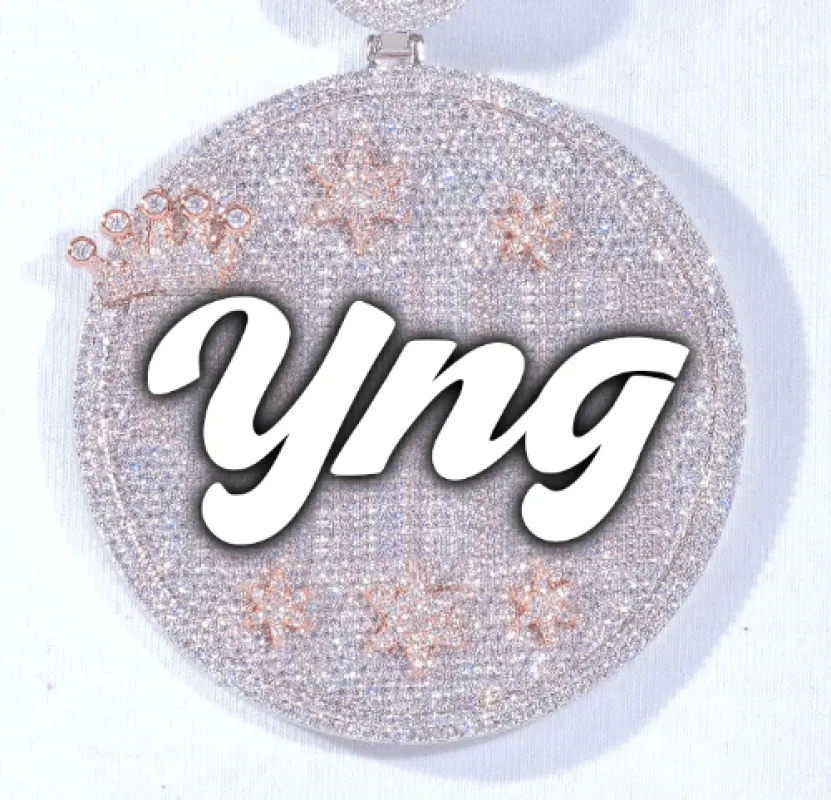 CUSTOM LETTER NECKLACE 3D BIG CROWN DISC made by The GUU Shop