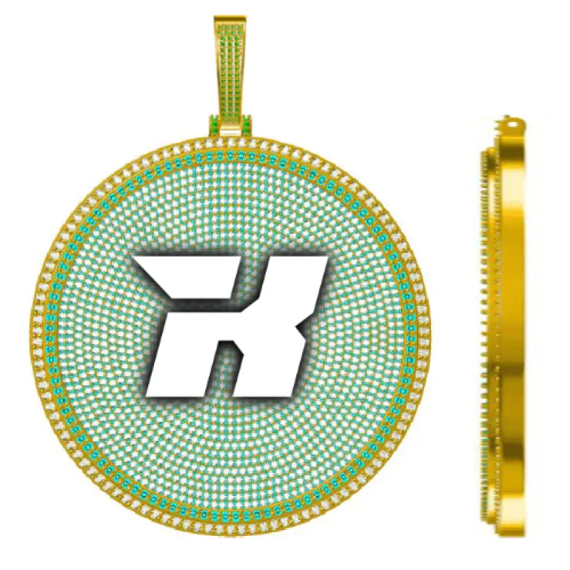 CUSTOM LETTER NECKLACE 3D BIG DISC sold by The GUU Shop