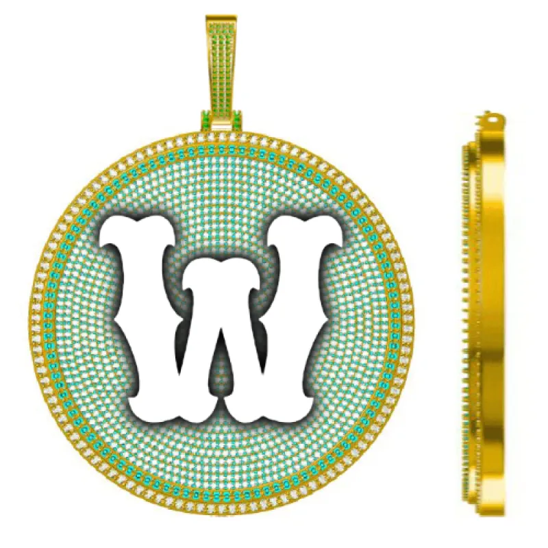 CUSTOM LETTER NECKLACE 3D BIG DISC sold by The GUU Shop