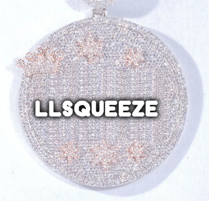 CUSTOM LETTER NECKLACE 3D BIG CROWN DISC sold by The GUU Shop