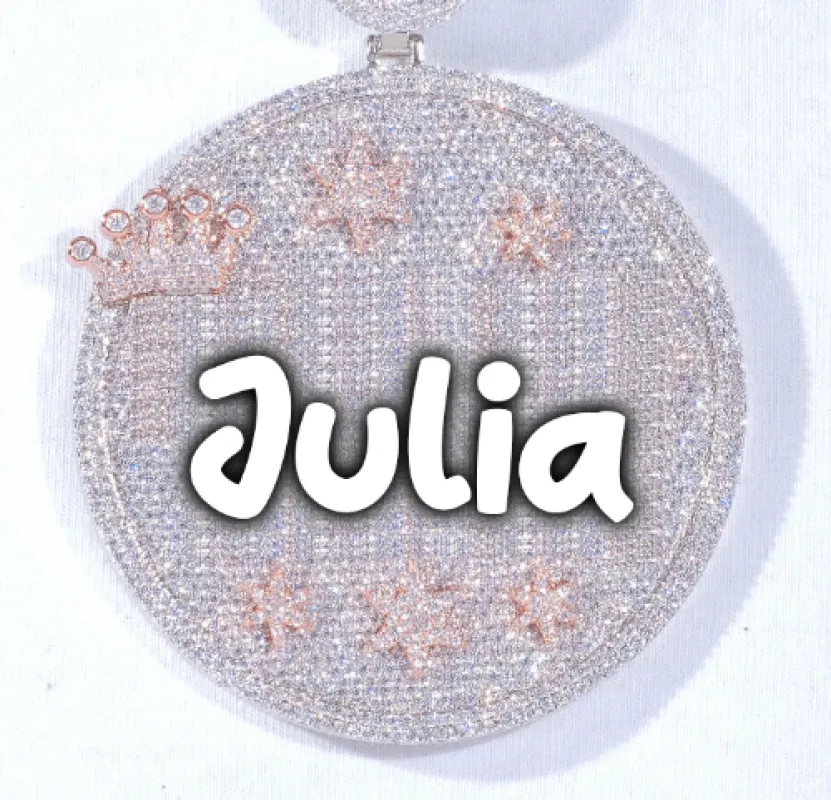 CUSTOM LETTER NECKLACE 3D BIG CROWN DISC sold by The GUU Shop