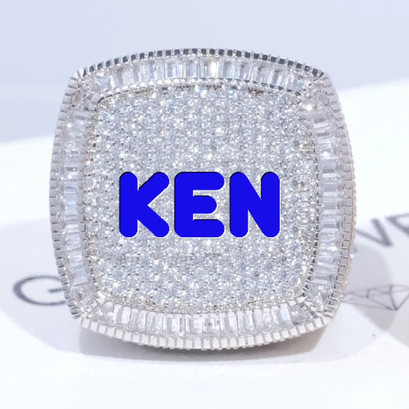 CUSTOM LETTER 3D ICED RING sold by The GUU Shop