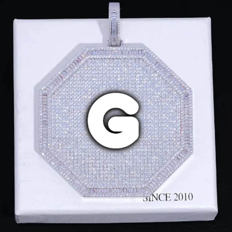CUSTOM LETTER NECKLACE 3D BIG OCTAGON sold by The GUU Shop