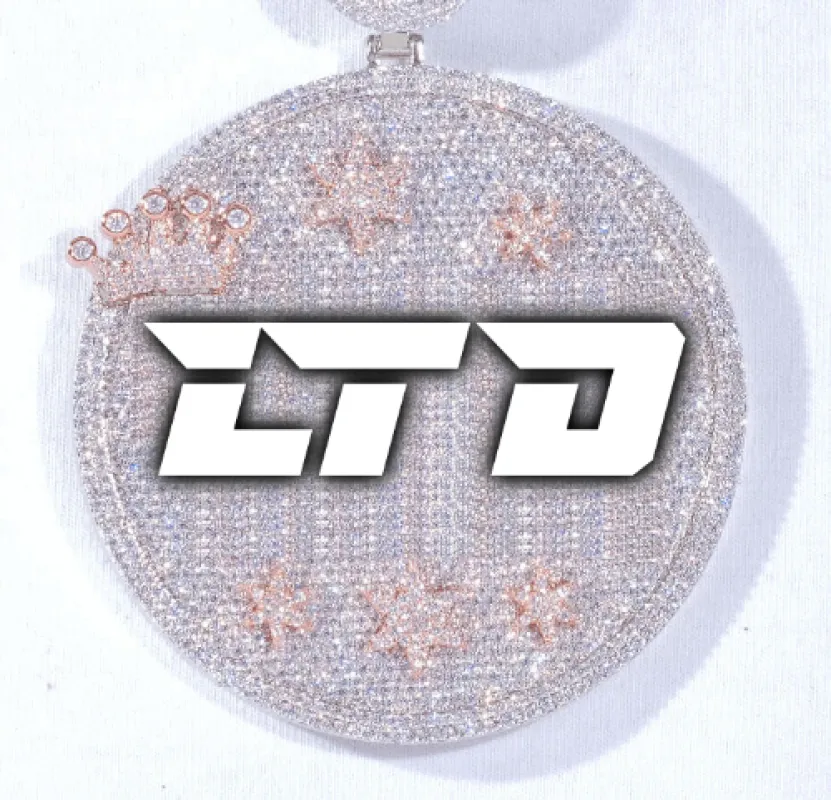 CUSTOM LETTER NECKLACE 3D BIG CROWN DISC sold by The GUU Shop