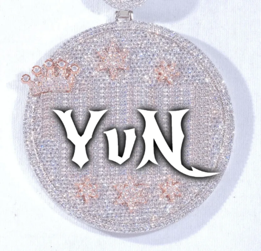 CUSTOM LETTER NECKLACE 3D BIG CROWN DISC sold by The GUU Shop