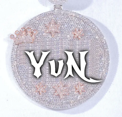CUSTOM LETTER NECKLACE 3D BIG CROWN DISC sold by The GUU Shop