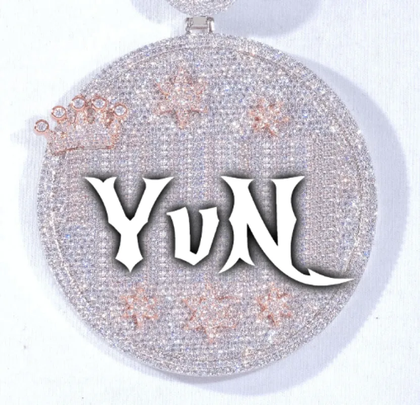 CUSTOM LETTER NECKLACE 3D BIG CROWN DISC sold by The GUU Shop