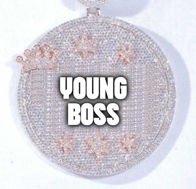 CUSTOM LETTER NECKLACE 3D BIG CROWN DISC sold by The GUU Shop