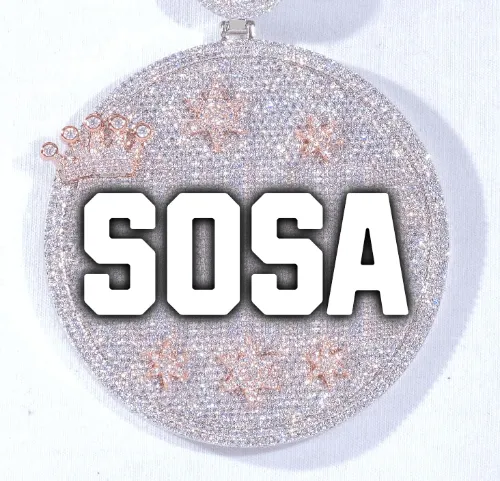 CUSTOM LETTER NECKLACE 3D BIG CROWN DISC sold by The GUU Shop