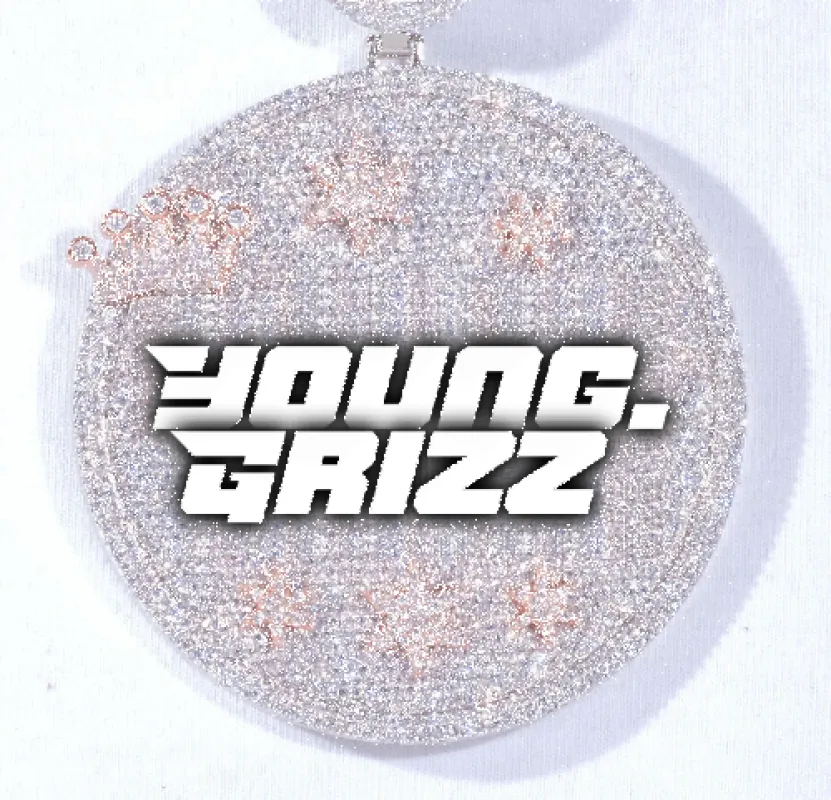 CUSTOM LETTER NECKLACE 3D BIG CROWN DISC sold by The GUU Shop