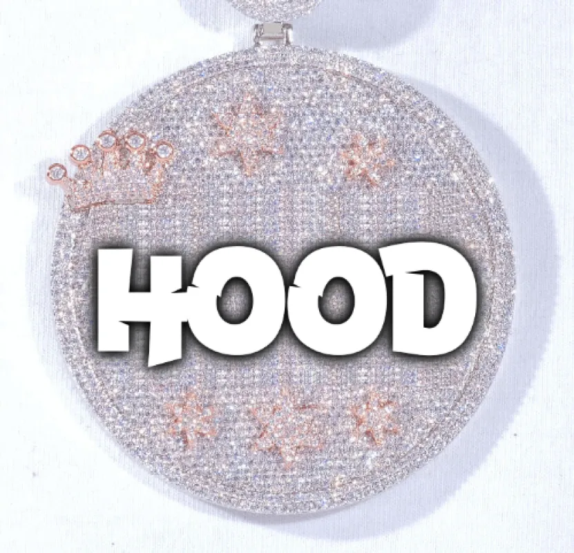 CUSTOM LETTER NECKLACE 3D BIG CROWN DISC sold by The GUU Shop