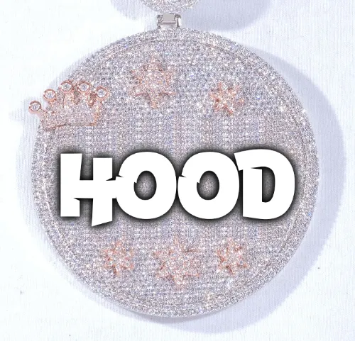 CUSTOM LETTER NECKLACE 3D BIG CROWN DISC sold by The GUU Shop