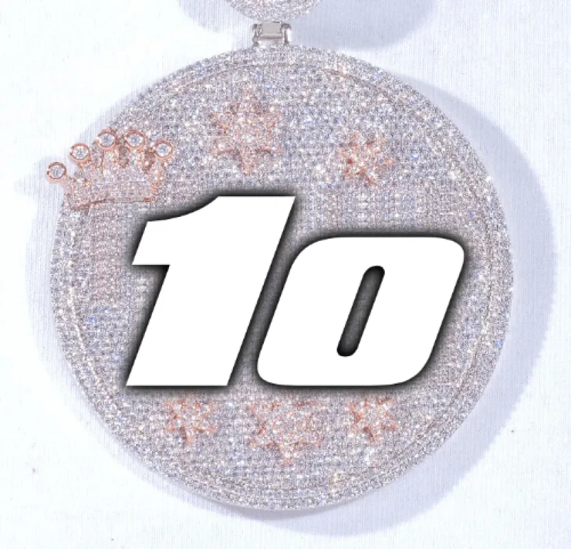 CUSTOM LETTER NECKLACE 3D BIG CROWN DISC sold by The GUU Shop