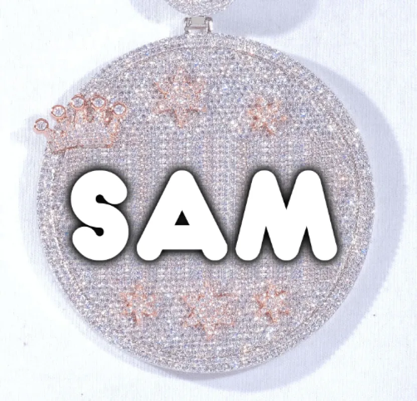 CUSTOM LETTER NECKLACE 3D BIG CROWN DISC sold by The GUU Shop