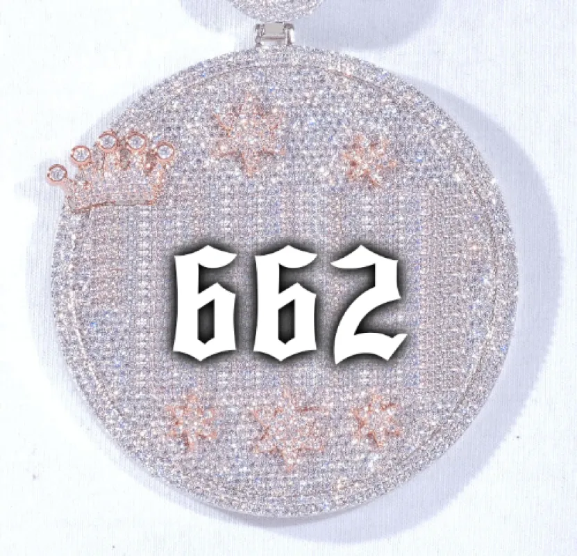 CUSTOM LETTER NECKLACE 3D BIG CROWN DISC sold by The GUU Shop