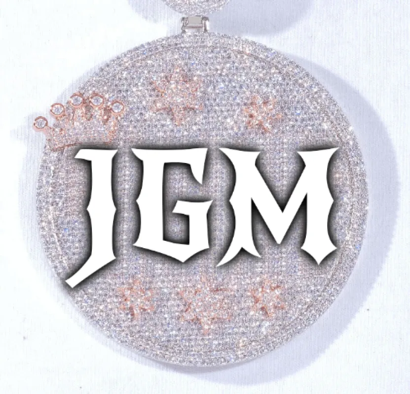 CUSTOM LETTER NECKLACE 3D BIG CROWN DISC sold by The GUU Shop