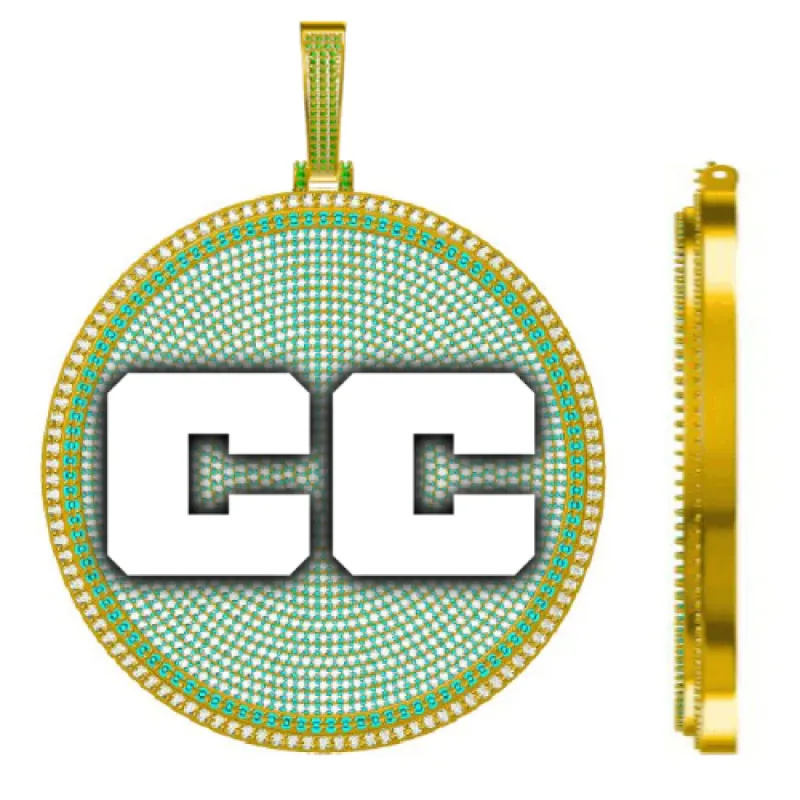 CUSTOM LETTER NECKLACE 3D BIG DISC sold by The GUU Shop