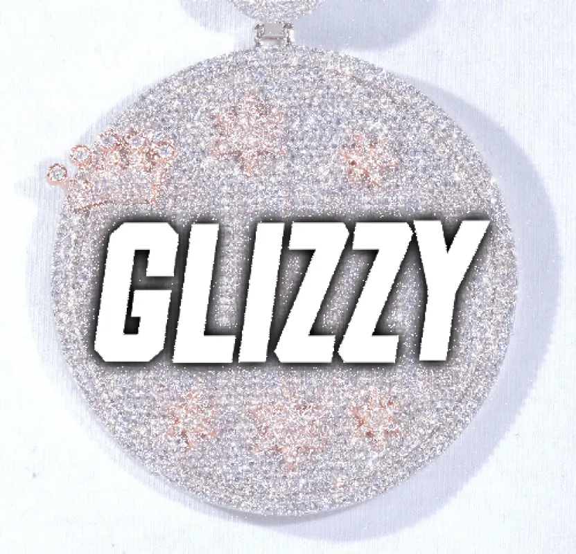 CUSTOM LETTER NECKLACE 3D BIG CROWN DISC sold by The GUU Shop