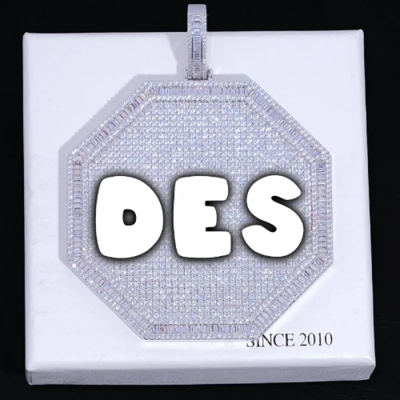 CUSTOM LETTER NECKLACE 3D BIG OCTAGON sold by The GUU Shop