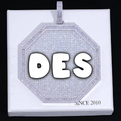 CUSTOM LETTER NECKLACE 3D BIG OCTAGON sold by The GUU Shop