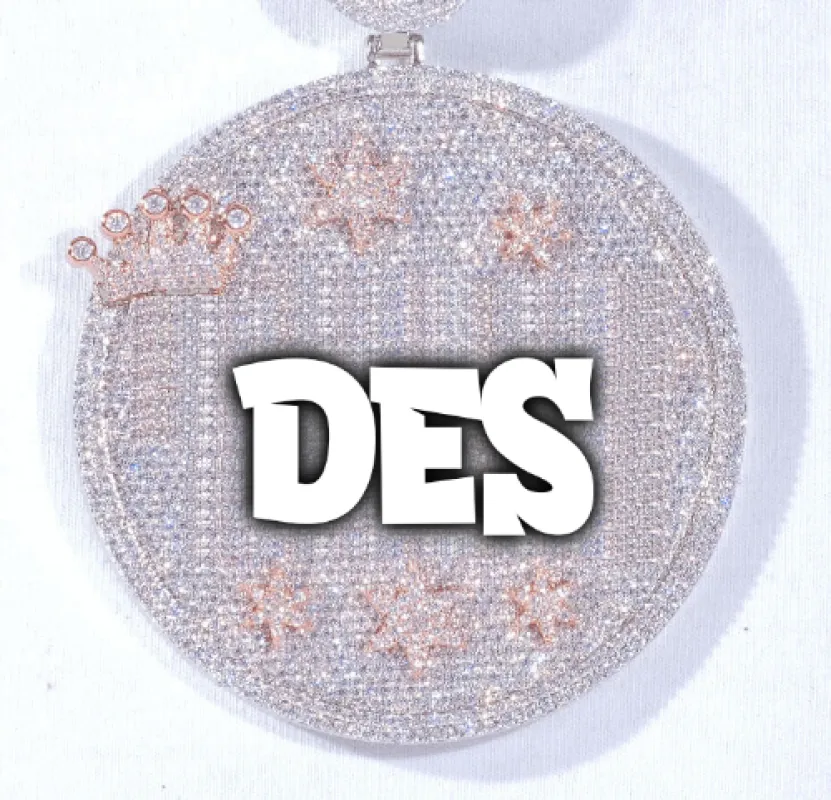 CUSTOM LETTER NECKLACE 3D BIG CROWN DISC sold by The GUU Shop