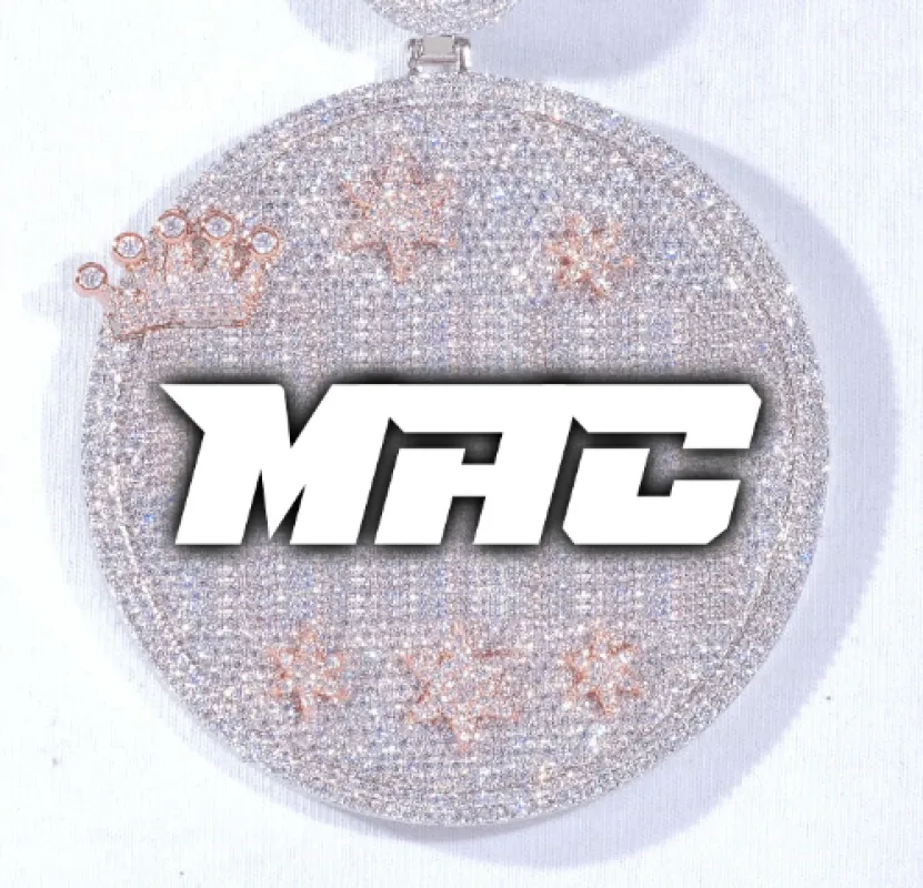 CUSTOM LETTER NECKLACE 3D BIG CROWN DISC sold by The GUU Shop