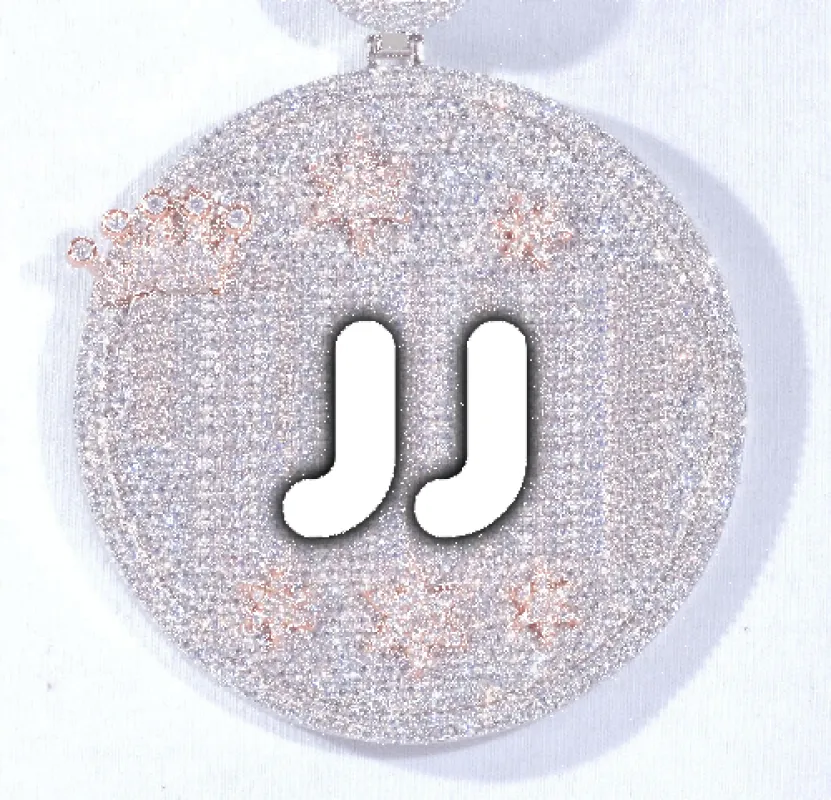 CUSTOM LETTER NECKLACE 3D BIG CROWN DISC sold by The GUU Shop