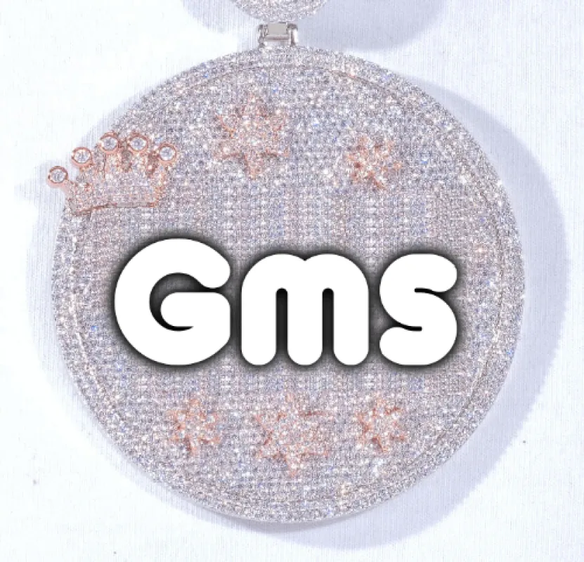 CUSTOM LETTER NECKLACE 3D BIG CROWN DISC sold by The GUU Shop