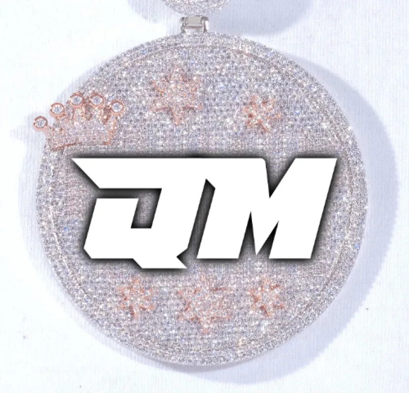 CUSTOM LETTER NECKLACE 3D BIG CROWN DISC sold by The GUU Shop