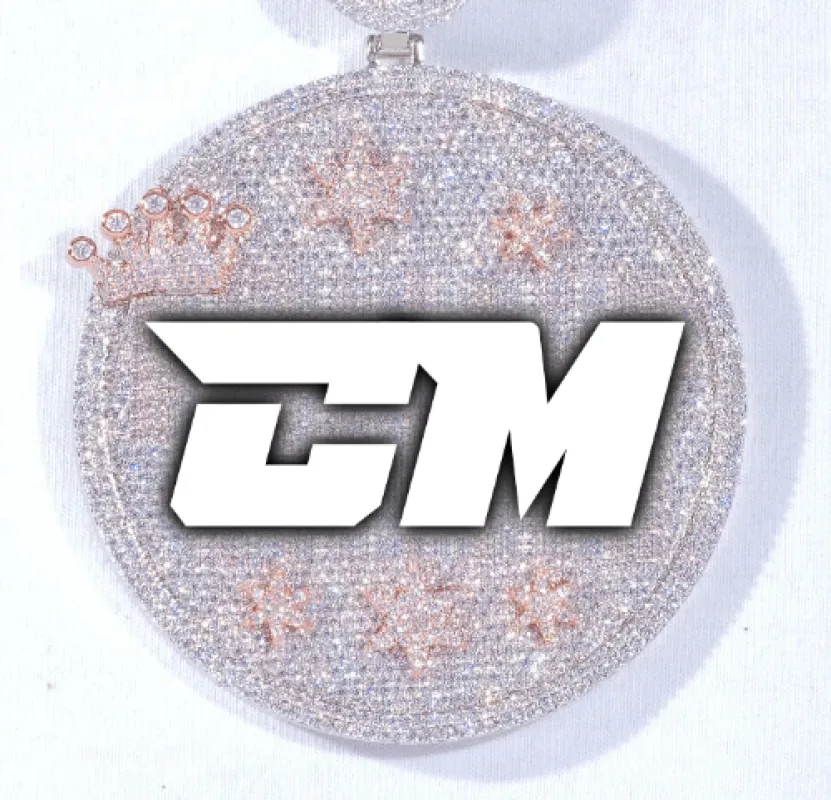 CUSTOM LETTER NECKLACE 3D BIG CROWN DISC sold by The GUU Shop