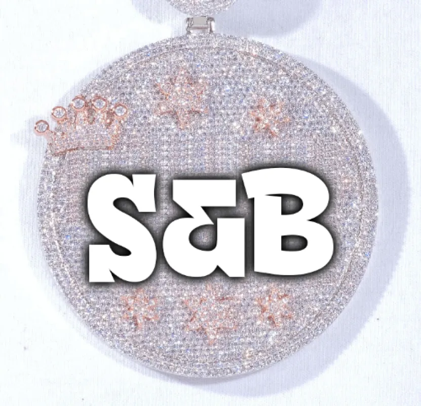 CUSTOM LETTER NECKLACE 3D BIG CROWN DISC sold by The GUU Shop