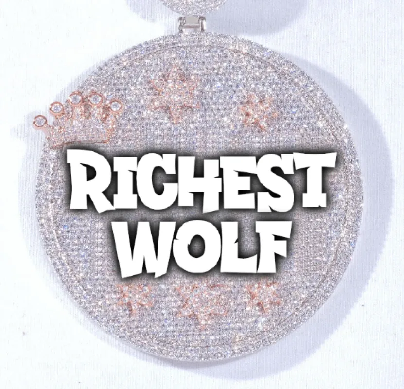 CUSTOM LETTER NECKLACE 3D BIG CROWN DISC sold by The GUU Shop