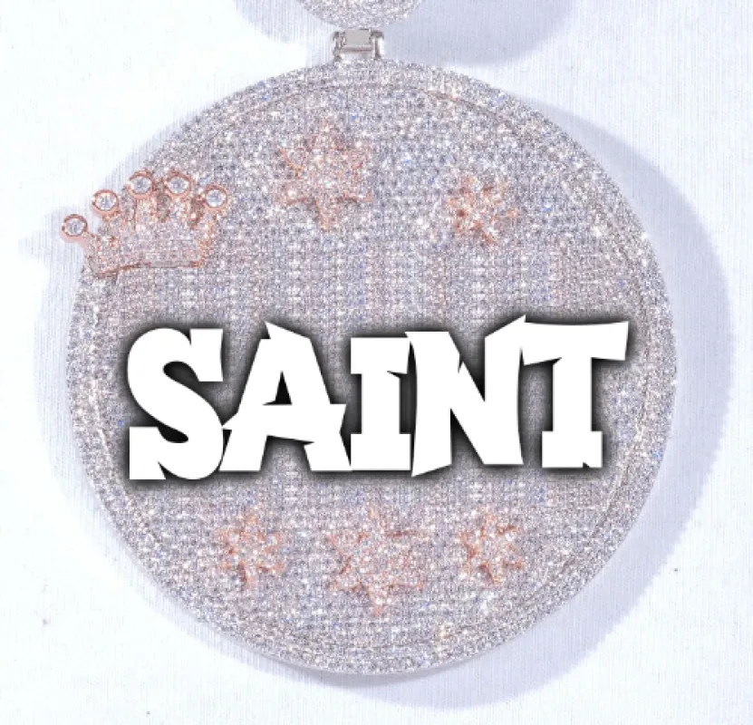 CUSTOM LETTER NECKLACE 3D BIG CROWN DISC sold by The GUU Shop