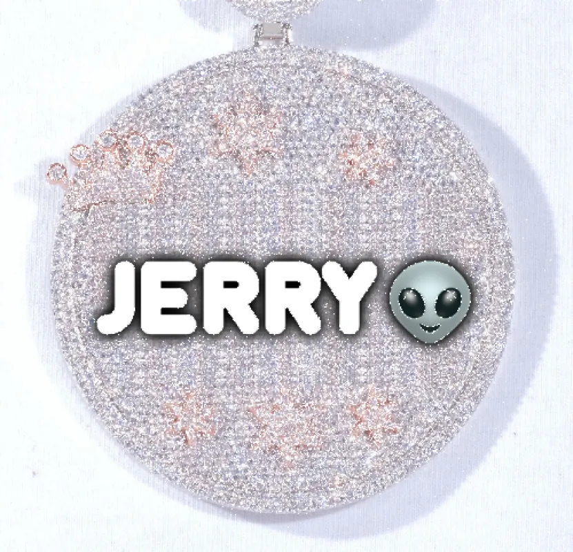 CUSTOM LETTER NECKLACE 3D BIG CROWN DISC sold by The GUU Shop