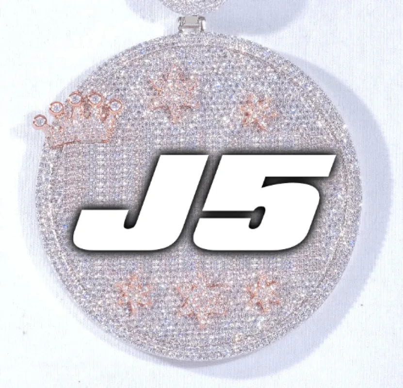 CUSTOM LETTER NECKLACE 3D BIG CROWN DISC sold by The GUU Shop