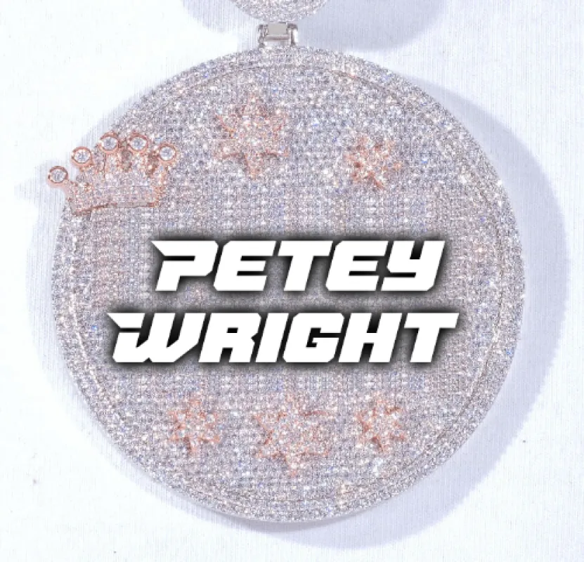 CUSTOM LETTER NECKLACE 3D BIG CROWN DISC sold by The GUU Shop