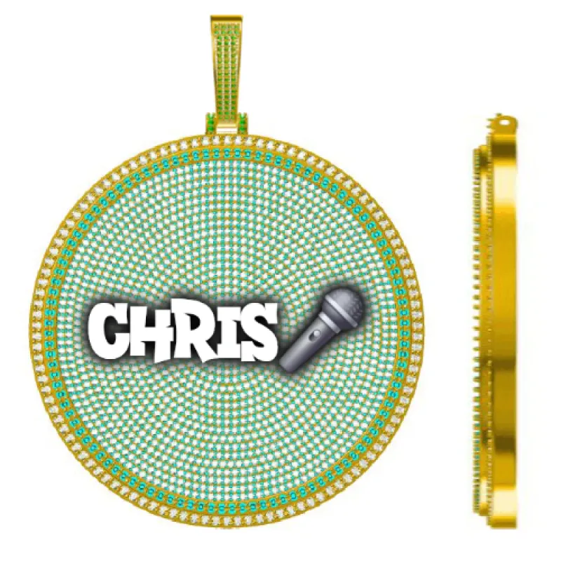 CUSTOM LETTER NECKLACE 3D BIG DISC sold by The GUU Shop