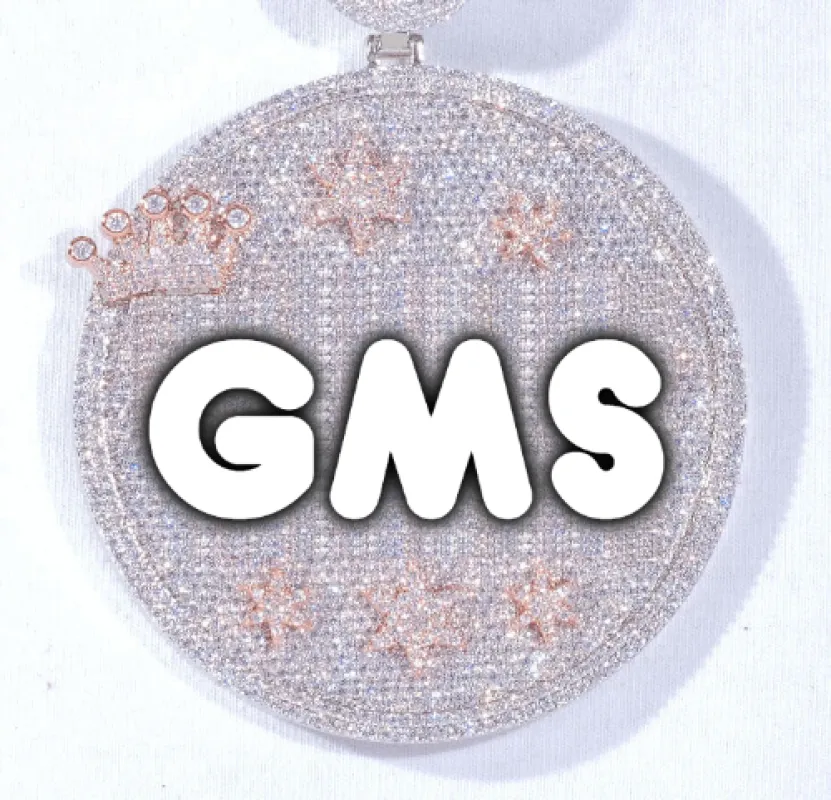 CUSTOM LETTER NECKLACE 3D BIG CROWN DISC sold by The GUU Shop